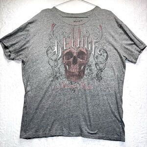 DeVille Miami Made Skull Biker Men’s Tee All Over Graphic Print Goth Grunge XL